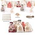 thumbnail image 4 of ziyahi 24 Pieces Christmas Linen Bags Clips Set Reusable Drawstring Candy Pouch Pocket with Stickers Tags Labels Rope, Type 1, 4 of 6