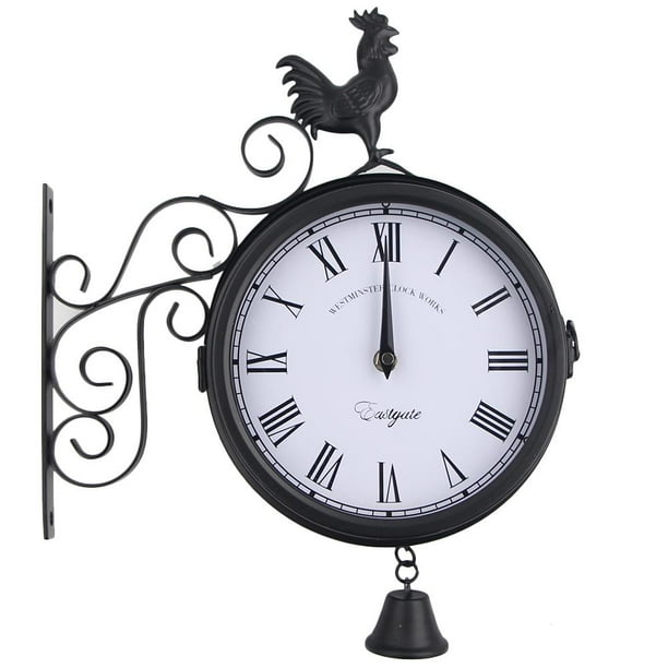 Outdoor Wrought Iron Garden Clock Innovative Fashion Double Sided Wall Metal Clock Wall Clock Hanging Clock With Cockere Walmart Com Walmart Com
