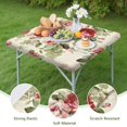thumbnail image 4 of Pioneer Flower Floral Print Pattern Square Fitted Tablecloth with Elastic Edge,Square Table Cover,Washable Elastic Table Cover for Home Kitchen Party Decor 36"x36", 4 of 6