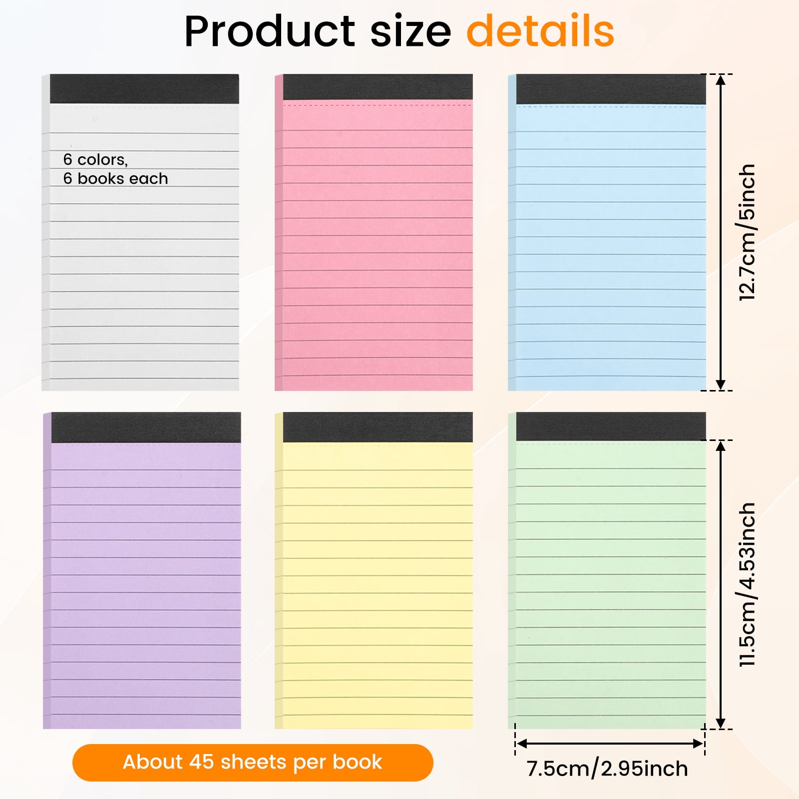 36 Pcs 3x5 Inch Note Pad 45 Sheet Per College Ruled Mini Writing Pad 80GSM Colored Paper 1620 Sheet Multicolor Cute Notepad for Present