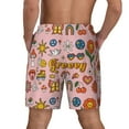 thumbnail image 3 of Sigee Retro 70s Hippie Print Mens Swim Trunks with Compression Liner Quick Dry Swim Stretch Beach Shorts with Pockets,S-3XL, 3 of 7