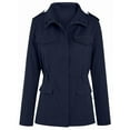 thumbnail image 3 of Women Anorak Jackets Zip Up Snap Buttons Parka Utility Coats Outwear with Pocket Deep Blue L, 3 of 7