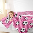 thumbnail image 3 of Castle Fairy Sport Soccer King Bedding 7pcs, Geometric Stripes King Bed in a Bag, Black White Pink, 3 of 7