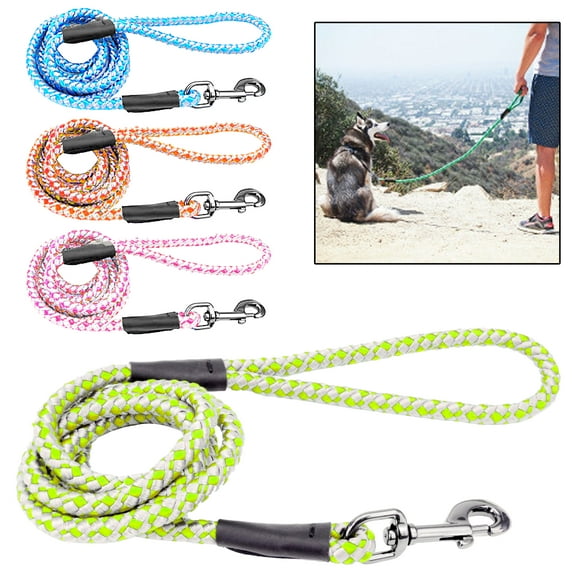 1 Pc Neon Heavy Duty Dog Leash Nylon Lead Braided Rope Training Walking Harness