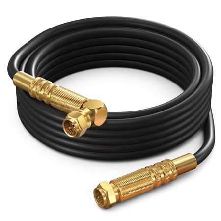 RG6 Quad Shield Coaxial Cable 12 Feet, 90 Degree Angled Cable Cord for TV Cable Wire, Coax Cable 12 Ft