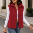 thumbnail image 6 of Mifsaly Womens Sherpa Fleece Vest Sleeveless Zip Up Jacket Stand Collar Warm Cozy Winter Outerwear Soft Casual Lightweight Layering Waistcoat Red,M, 6 of 7