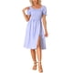 thumbnail image 2 of Vestido Gingham con Fruncido Inspire Chic para Mujer, Cuello Cuadrado, Con Abertura Lateral, Vestidos de Cuadros Casual, Color Púrpura, 2 of 6