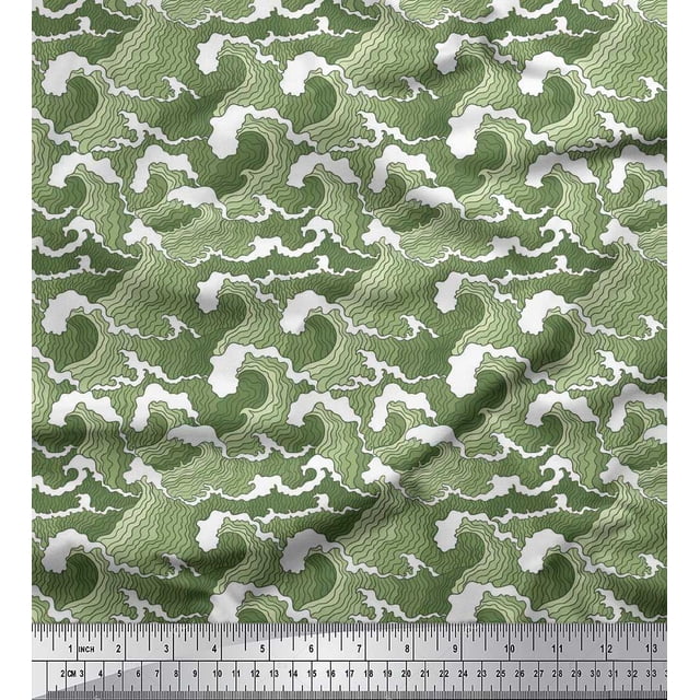 Soimoi Velvet Fabric Waves Shirting Print Fabric by The Yard 58 Inch Wide
