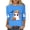 Sky Blue, variant on Tnhcen Women's 2025 Halloween Cute Print 3/4 Sleeve Round Neck Loose Fit T-Shirt Soft Comfortable Fashion Top S-3XL Multiple Colors to Choose from