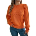 thumbnail image 2 of Halloween Sweaters For Women Plus Size Hollow Out Pumpkin Graphic Knit Long Sleeve Sweatshirt Crew Neck Lounge Funny Tops 2025 Fall Winter Holiday Trendy Sweater, 2 of 8