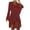 Wine, variant on Women's Summer Trumpet Long Sleeve Deep V Neck Hollow Out Knitted Cover Up Beach Dress Swimwear Tie Waist Hi-Lo Dress
