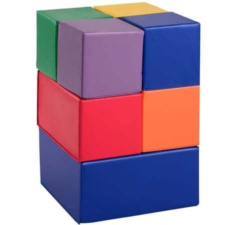 Gymax 7-Piece Set PU Foam Big Building Blocks Colorful Soft Blocks Play Set For