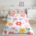 thumbnail image 2 of Feelyou Cute Floral Kids Full Size Comforter Sets, Spring Garden Flower Bedding Comforter Set, Kawaii Cartoon Blossoms Reversible Bedding Sets, Ultra Soft Bedroom Decor, 3pcs, 2 of 8