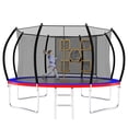 thumbnail image 5 of JERFIT 12FT Trampoline with Safety Enclosure Net, Outdoor Jumping Mat for Kids & Adults, Blue and Red Steel Frame with Matching Ladder, ASTM Certified, 5 of 10