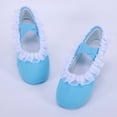 thumbnail image 5 of LEKWK Toddler Girls Ballet Shoes Ruffled Lace Trim Cross Elastic Strap Dance Shoes Cute Soft Flat Ballet Slippers Training Gymnastics Performance Footwear 2-12Y, 5 of 9