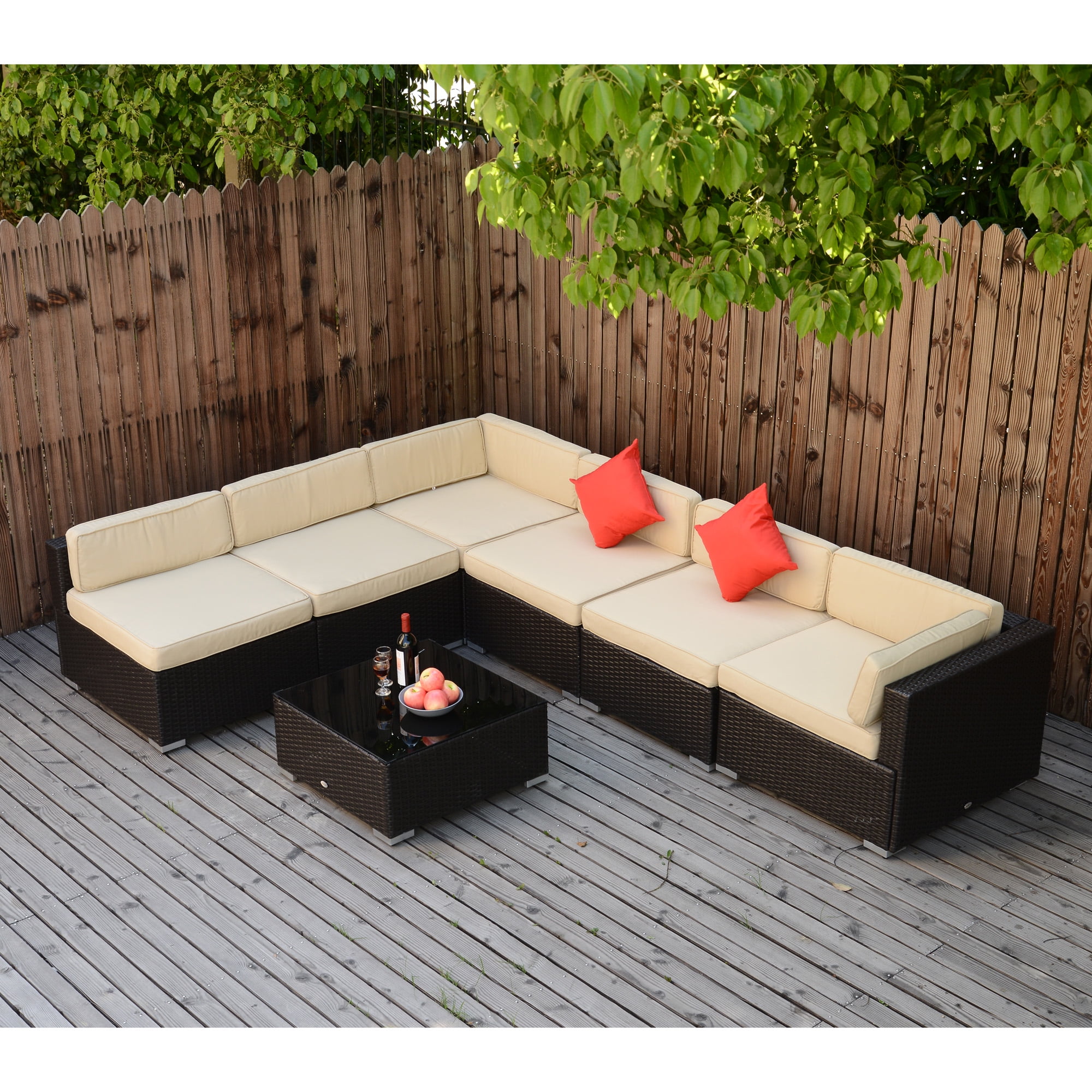Outsunny 7pc Outdoor Sofa Sectional Replacement Cushion Covers Latest Sofa Pictures
