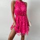 thumbnail image 1 of Vestido Mini vestido de línea A para mujer, minivestido fluido de color sólido, vestido corto de cóctel informal Cgtredaw Rosa Roja M para Mujer, 1 of 1