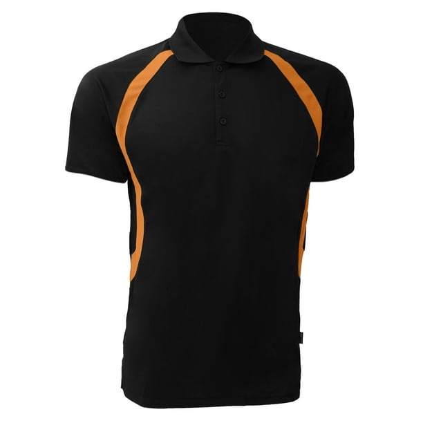 Gamegear® Cooltex - Polo de manga corta transpirable Modelo Riviera Hombre Caballero - Verano/Ejercicio (Negro/Naranja)