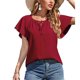 thumbnail image 4 of Blusa informal sólida de manga corta con cuello en V de verano para mujer a la moda Fridja  hjk3496, 4 of 9