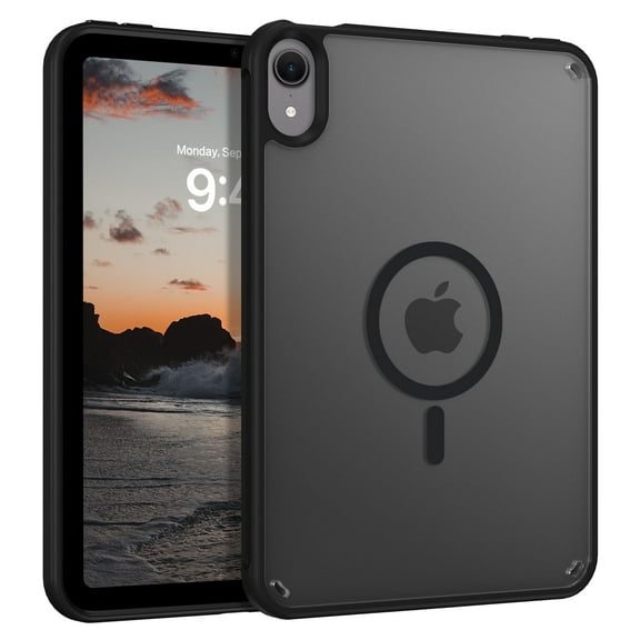 YINLAI iPad Mini 7 Case [Compatible with Mag-safe] Translucent Matte Magnetic iPad Mini 6(2021) Case Slim Thin Shockproof Women Men Child Protective Case for iPad Mini 7/Mini 6 8.3 Zoll,Black