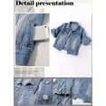 thumbnail image 4 of STARVNC Women Lapel Collar Button Up Pockets 3/4 Sleeve Denim Jacket, 4 of 4