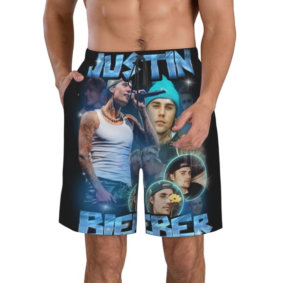 Men's Justin Singer Bieber Quick Dry Summer Swim Trunks Board Shorts Beach Bathing Suit Medium