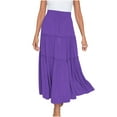 thumbnail image 2 of Vivianyo HD Summer Saving Ladies' Half-Length Skirt Fashion Women Solid Casual Ruched Ruffles Elastic Waist Skirts, 2 of 6