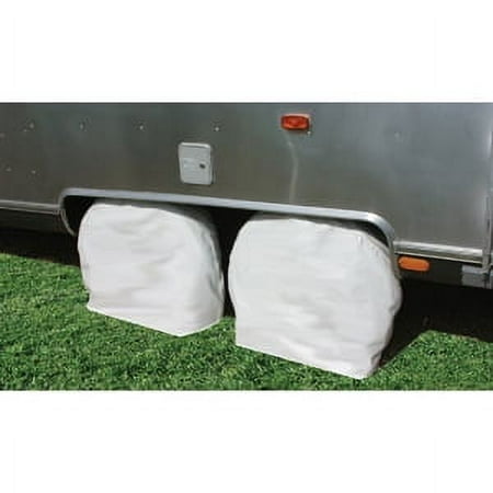 Camco 45325 Wheel & Tire Protector Covers - Fits Tires from 36-39", Arctic White Vinyl