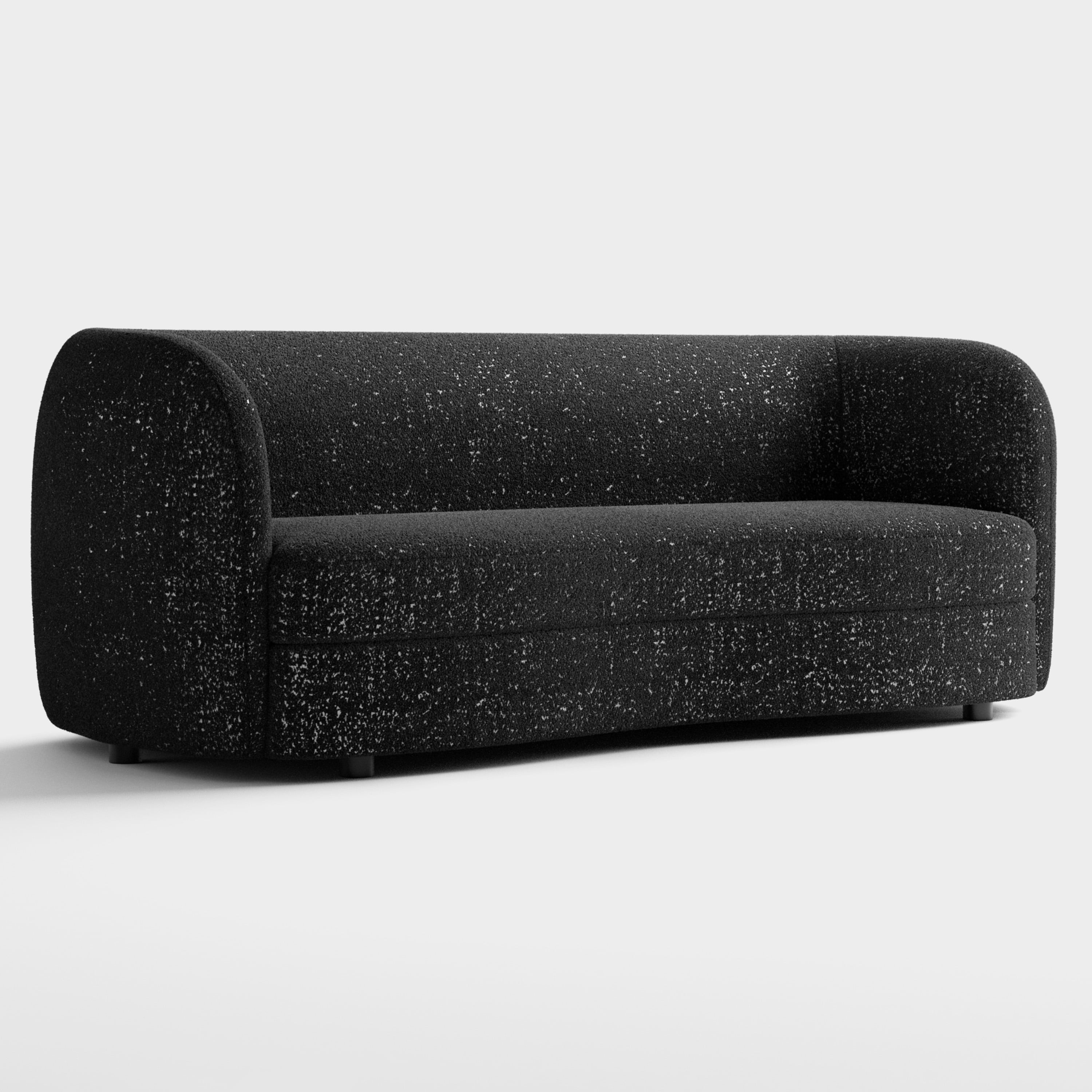 Furniture of America Sonya Tuxedo Style Upholstered Boucle Fabric Black Sofa