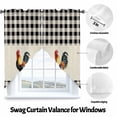 thumbnail image 3 of Swag Curtains Valances for Windows, Farmhouse Rooster Short Kitchen Window Curtains Over Sink, Vintage Black White Check Plaid Cafe Curtains Panel Set Of 2,Rod Pocket, 45 Inches Length, 3 of 8