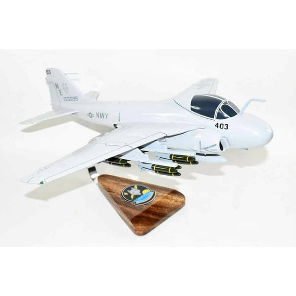 VA-155 Silver Foxes (1991) A-6 Intruder Model, 1/36th Scale, Mahogany, Navy