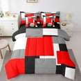 thumbnail image 2 of Erosebridal Red Geometric Bedding Sets Full Size, Square Rectangle Comforter Sets with Sheets, Abstract Stripe Decor, Reversible 7 Pieces, 2 of 5