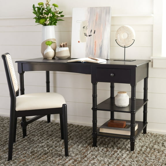 SAFAVIEH Henric 1-Drawer 2-Shelf Desk Black