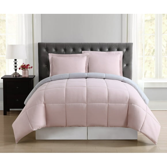 Truly Soft Everyday Reversible Comforter Set, Twin XL, Blush/Silver Grey