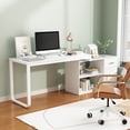 thumbnail image 5 of WIAWG L Shaped Writing Desk with Drawer and Open Shelves, 55" Office Desk Computer Table with File Cabinet, 5 of 8