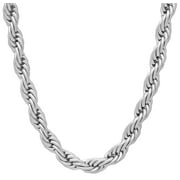 6mm Chunky High-Polished Stainless Steel Twisted Rope Chain Necklace, 24 inches   Gift Box