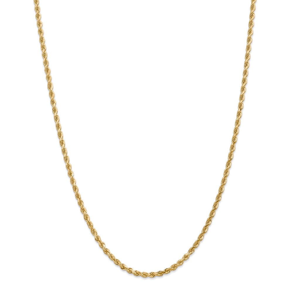Real 14kt Yellow Gold 3mm Diamond Cut Rope with Lobster Clasp Chain; 22 inch; for Adults and Teens; for Women and Men
