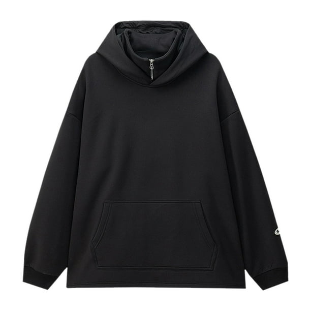 PMUYBHF Male Mens Sweatshirts Crewneck Zip Front Male Hooded Hoodie Large Plush Loose Couple Top Hooded Stand up Collar Hoodie Mens Sweatshirts Hoodies Zip up Thermal Lined Walmart