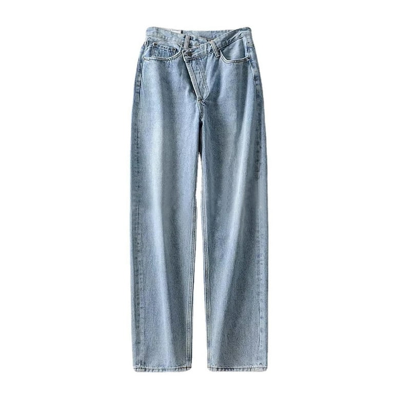 ZyeKqe Women's Jeans Crossover High Waisted Pants Baggy Wide ZyeKqe Women's Jeans Crossover High Waisted Pants Baggy Wide