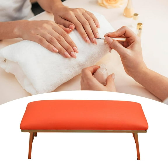 Nail Arm Rest Manicure Tool, Metal, Comfortable, Non Slip, Manicure Hand Rest Accessories for Salon Home Manicurist Nail Art Nail Technician Use Orange