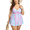 Pink, variant on AURA Plus Size One Piece Swimsuit 0XL-5XL Striped Tummy Control Swimdress