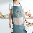 thumbnail image 5 of Clearance Apron Sleeve under $6 Women Kitchen Apron With Hand Wipe Pockets For Cooking Baking Wipeable Oil Proof Cartoon Wreath Rabbit Kitchen Nail Shop Apron, 5 of 9