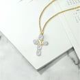 thumbnail image 5 of Gem Stone King 18K Yellow Gold Plated Silver White Moissanite Cross Pendant Necklace for Women (2.50 Cttw, Gemstone, Oval 6X4MM, With 18 inch Silver Chain), 5 of 5