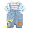 Newborn Baby Boy Gentleman Suit Formal Romper+Suspender Shorts Outfits Clothes Baby Boy Short Sleeve Bodysuit, Pant 2pc Outfit Set
