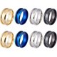 thumbnail image 1 of Anillos de acero inoxidable con ranuras para dedos, 8 unidades, 4 colores, talla 8, con núcleo en blanco, pulidos, dorados, azules y negros., 1 of 5