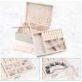 thumbnail image 3 of 2 Tier Jewelry Box, Lockable Pu Leather Jewelry Box For Girls Women, Velvet Lining, White, 3 of 3