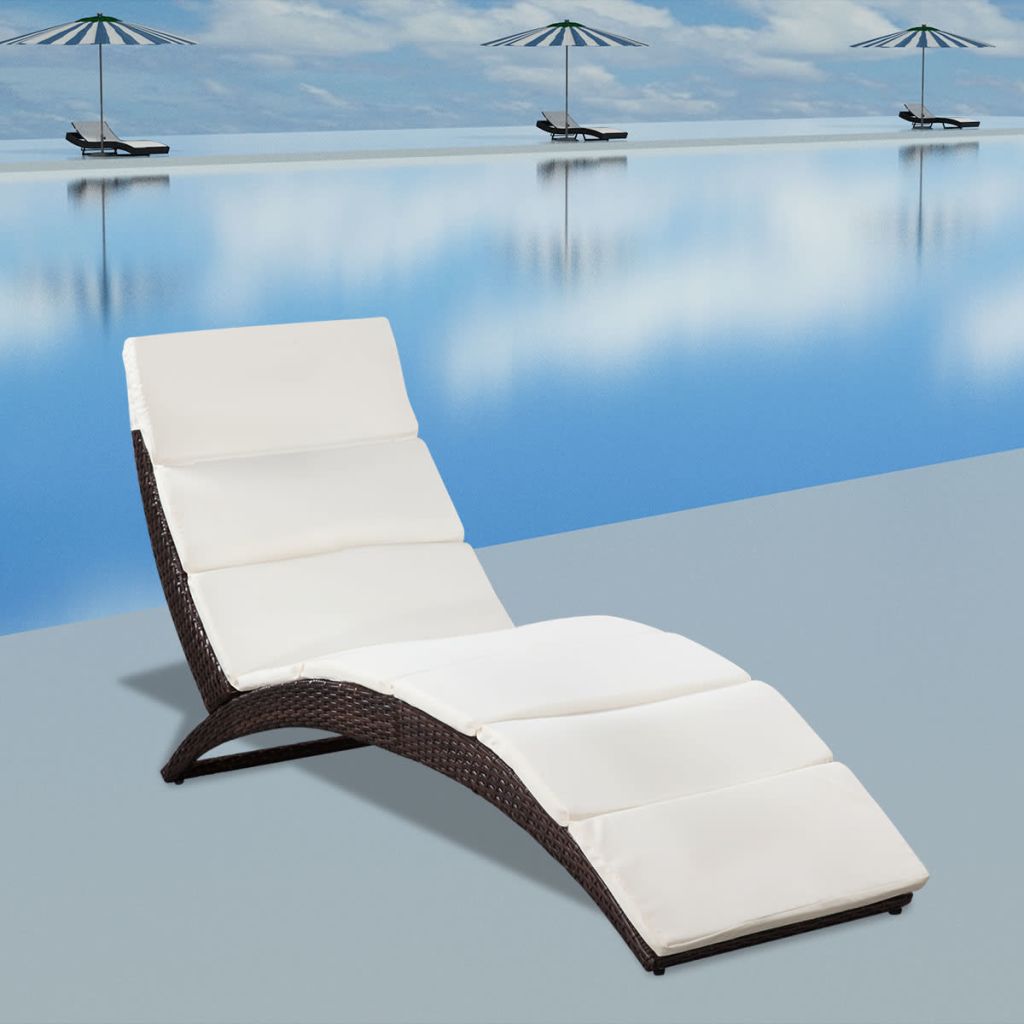 vidaXL Patio Lounge Chair Outdoor Chair Folding Sunlounger Sunbed Poly Rattan - image 2 of 25