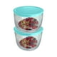 thumbnail image 2 of Recipientes giratorios de doble capa apilables para almacenamiento de alimentos con tapas - Juego de 2 piezas, plástico transparente, herméticos y a prueba de fugas para organización de frigoríficos, 2 of 2