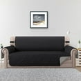 thumbnail image 5 of SHANNA Sofa Covers for 3 Cushion Couch, Water Repellent Reversible Quilted Sofa Slipcovers, Non Slip Sofa Covers 3 Seater, Furniture Protector with Elastic Strap for Pets Kids Dog Cat, Black,3-Seater, 5 of 10