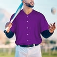thumbnail image 4 of Fotbe Purple Baseball Jersey Shirt for Men and Women, Casual Short Sleeves Button Down T-Shirt-Medium, 4 of 9